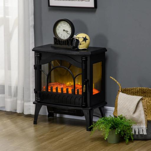 Chimenea Eléctrica 1000W/2000W con Temperatura Ajustable Protección contra Sobrecalentamiento 55x31x58 cm Negro
