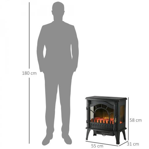 Chimenea Eléctrica 1000W/2000W con Temperatura Ajustable Protección contra Sobrecalentamiento 55x31x58 cm Negro [1]