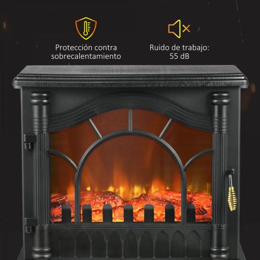 Chimenea Eléctrica 1000W/2000W con Temperatura Ajustable Protección contra Sobrecalentamiento 55x31x58 cm Negro [4]
