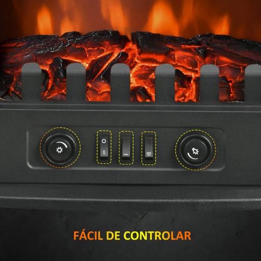 Chimenea Eléctrica 1000W/2000W con Temperatura Ajustable Protección contra Sobrecalentamiento 55x31x58 cm Negro [5]