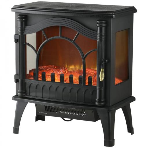 Chimenea Eléctrica 1000W/2000W con Temperatura Ajustable Protección contra Sobrecalentamiento 55x31x58 cm Negro [9]