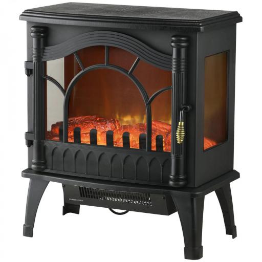 Chimenea Eléctrica 1000W/2000W con Temperatura Ajustable Protección contra Sobrecalentamiento 55x31x58 cm Negro [8]