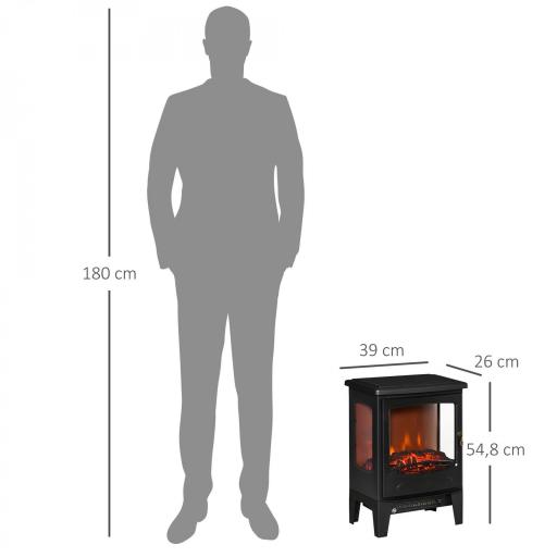 Chimenea Eléctrica 900W/1800W con Efecto de Llama Temperatura Ajustable y Protección Sobrecalentamiento Negro [1]