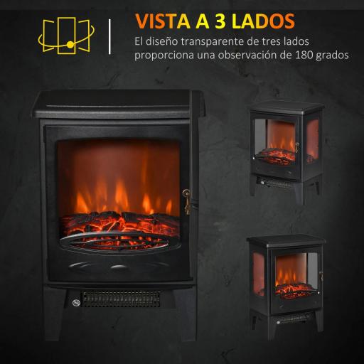 Chimenea Eléctrica 900W/1800W con Efecto de Llama Temperatura Ajustable y Protección Sobrecalentamiento Negro [6]