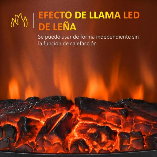 Chimenea Eléctrica 900W/1800W con Efecto de Llama Temperatura Ajustable y Protección Sobrecalentamiento Negro [3]
