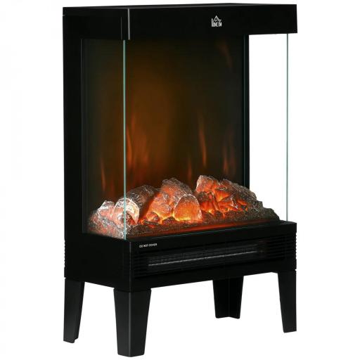 Chimenea Eléctrica 1000W/2000W Calentador de Chimenea con Llama LED Ajustable hasta 15-20 m² 40,5x20x62 cm Negro [8]
