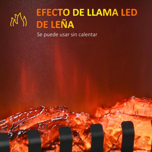 Chimenea Decorativa 1000 W/2000 W con Ventanas LED Llamas y Protección Sobrecalentamiento para 15-20 ㎡ Negro [2]