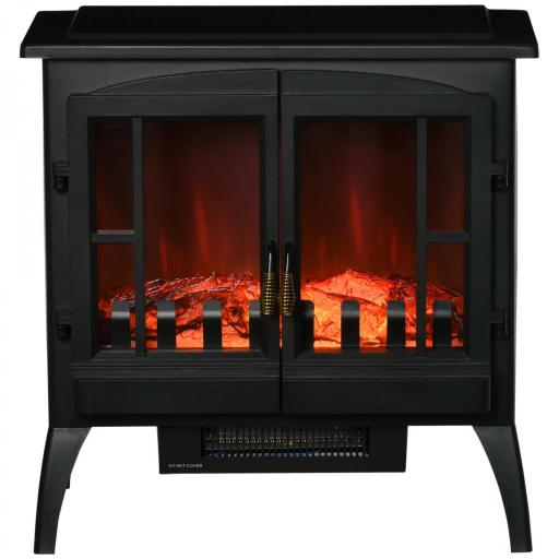 Chimenea Decorativa 1000 W/2000 W con Ventanas LED Llamas y Protección Sobrecalentamiento para 15-20 ㎡ Negro [9]