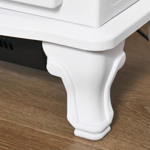 Chimenea Eléctrica Portátil 1000/2000W con Llama LED Brillo Regulable Termostato Ajustable y Protección Sobrecalentamiento para Salas de 25 m² 51x28x60 cm Blanco [7]