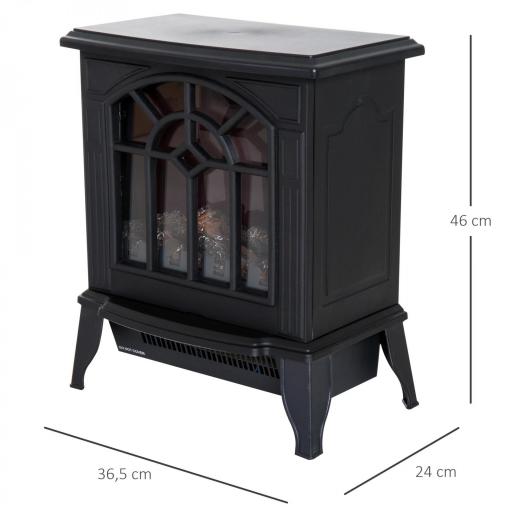 Chimenea Eléctrica 1000 W/2000 W Chimenea Decorativa de pie con Temperatura Ajustable LED Llamas y Protección Sobrecalentamiento para 15-20 ㎡ 36,5x24x46 cm Negro [1]