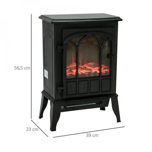Chimenea Eléctrica 1000W/2000W Efecto de Llama Temperatura Ajustable y Protección Sobrecalentamiento para 15-30 ㎡ Negro [1]