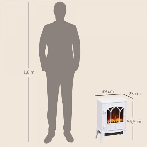 Chimenea Eléctrica 1000W/2000W Efecto de Llama Temperatura Ajustable y Protección Sobrecalentamiento para 15-30 ㎡ Blanco [1]