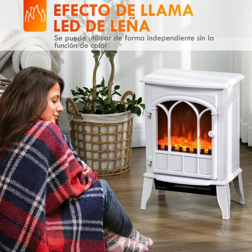 Chimenea Eléctrica 1000W/2000W Efecto de Llama Temperatura Ajustable y Protección Sobrecalentamiento para 15-30 ㎡ Blanco [3]