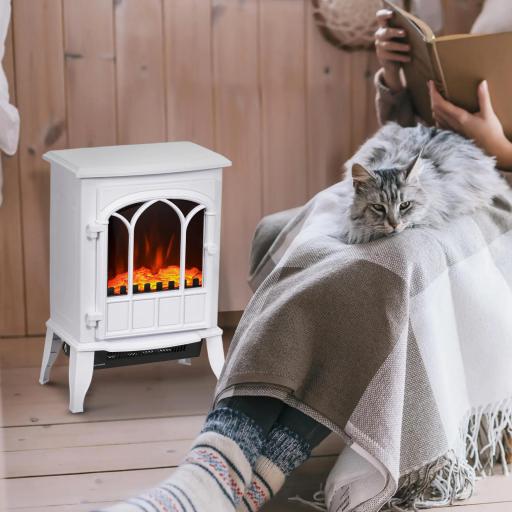 Chimenea Eléctrica 1000W/2000W Efecto de Llama Temperatura Ajustable y Protección Sobrecalentamiento para 15-30 ㎡ Blanco [4]