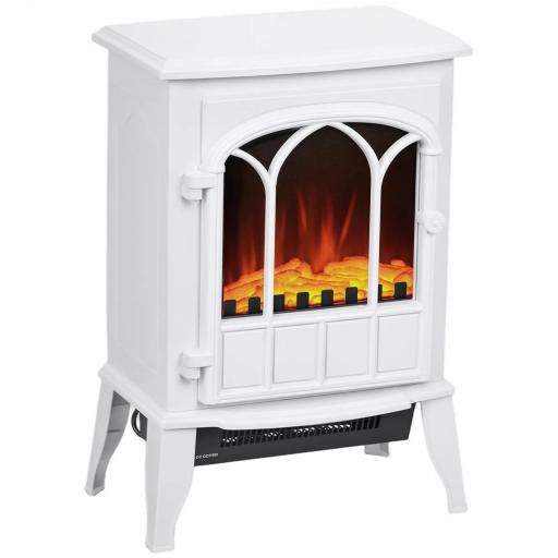 Chimenea Eléctrica 1000W/2000W Efecto de Llama Temperatura Ajustable y Protección Sobrecalentamiento para 15-30 ㎡ Blanco [9]