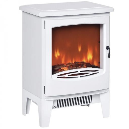 Chimenea Eléctrica Portátil de 900/1800W con Efecto de Llama Termostato Ajustable y Protección Sobrecalentamiento hasta 20 m² 39x26x54,8 cm Blanco [7]