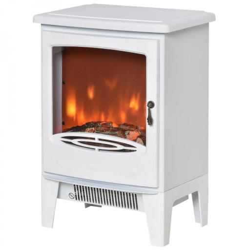 Chimenea Eléctrica Portátil de 900/1800W con Efecto de Llama Termostato Ajustable y Protección Sobrecalentamiento hasta 20 m² 39x26x54,8 cm Blanco [8]