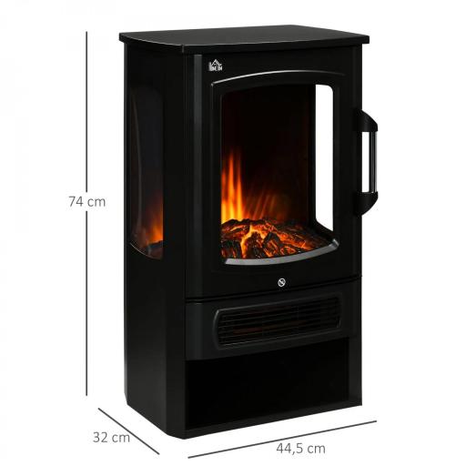 Chimenea eléctrica, llamas realistas, 2 niveles de calefacción, protección contra sobrecalentamiento, Acero, Negro 44,5x32x74 cm [1]