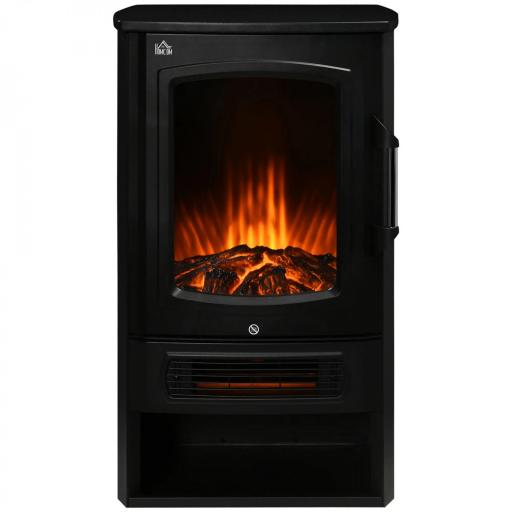 Chimenea eléctrica, llamas realistas, 2 niveles de calefacción, protección contra sobrecalentamiento, Acero, Negro 44,5x32x74 cm [4]