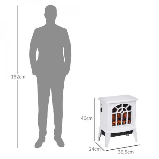 Chimenea Decorativa 1000 W/2000 W con Temperatura Ajustable LED Llamas para 15-20 ㎡ 36,5x24x46 cm Blanco [1]