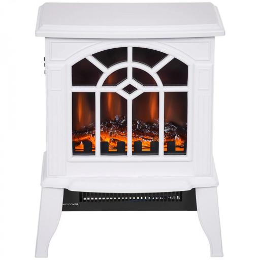 Chimenea Decorativa 1000 W/2000 W con Temperatura Ajustable LED Llamas para 15-20 ㎡ 36,5x24x46 cm Blanco [9]