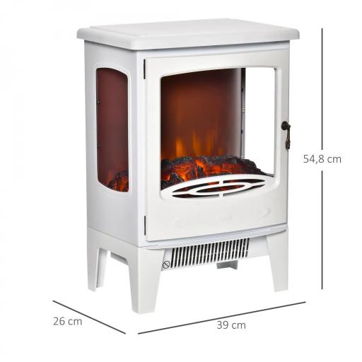 Chimenea Eléctrica 900W/1800W con Efecto de Llama Temperatura Ajustable y Protección Sobrecalentamiento Blanco [1]