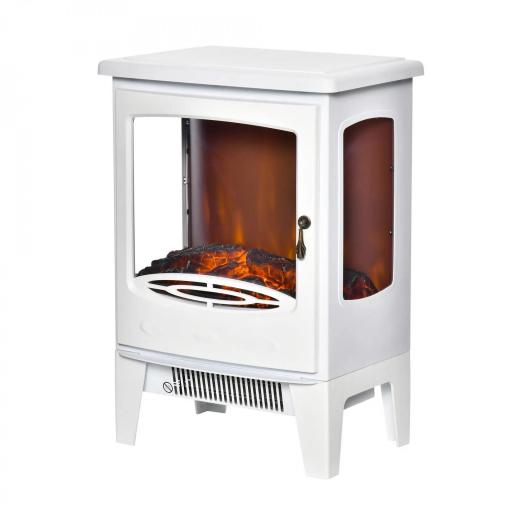 Chimenea Eléctrica 900W/1800W con Efecto de Llama Temperatura Ajustable y Protección Sobrecalentamiento Blanco [9]