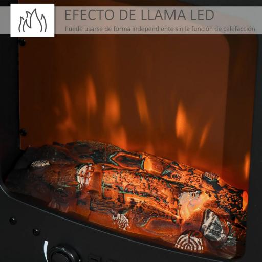 Chimenea Eléctrica Portátil de 900/1800W con Efecto de Llama Termostato Ajustable y Protección Sobrecalentamiento hasta 20 m² 39x26x54,8 cm Negro [3]