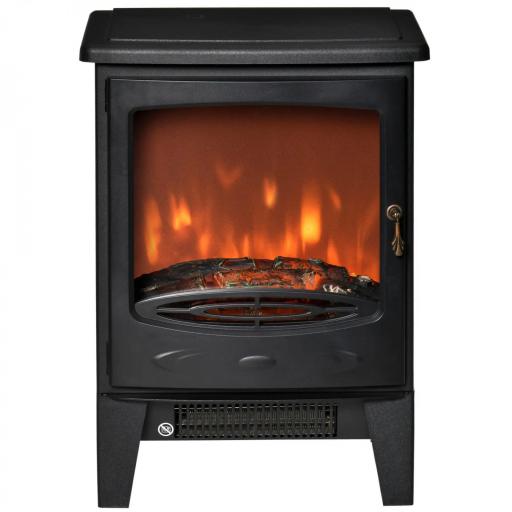 Chimenea Eléctrica Portátil de 900/1800W con Efecto de Llama Termostato Ajustable y Protección Sobrecalentamiento hasta 20 m² 39x26x54,8 cm Negro [8]