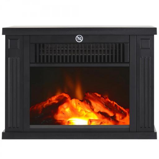 Chimenea Eléctrica 600/1200W Chimenea Decorativa de Mesa Chimenea Portátil con Efecto Llama Realista Protección Contra Sobrecalentamiento para 10-15 m² 34x17x25 cm Negro [8]