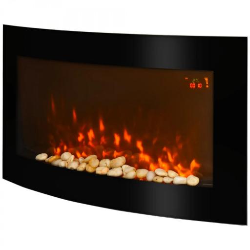 Chimenea Eléctrica de Pared 1000W/2000W con Temperatura Ajustable Efecto Llamas y Mando a Distancia 89,2x13,5x48cm Negro [8]