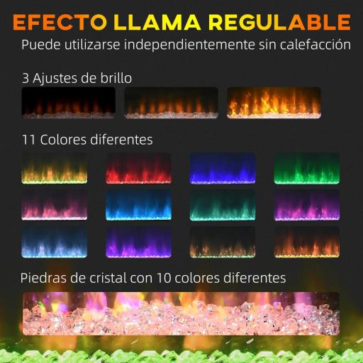 Chimenea Eléctrica 1000W/2000W con Temperatura Ajustable Silencioso Temporizador 15-25 m² 98x27x54,5 cm Blanco [3]