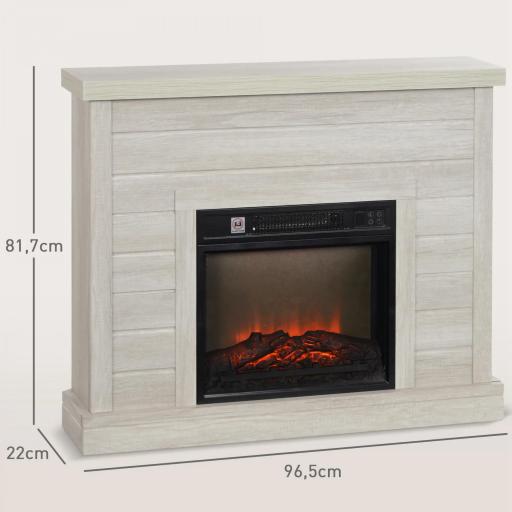 Chimenea Eléctrica 1800W con Efecto de Llama Mando a Distancia Temporizador Semanal para Sala 30 m² Madera Clara [1]