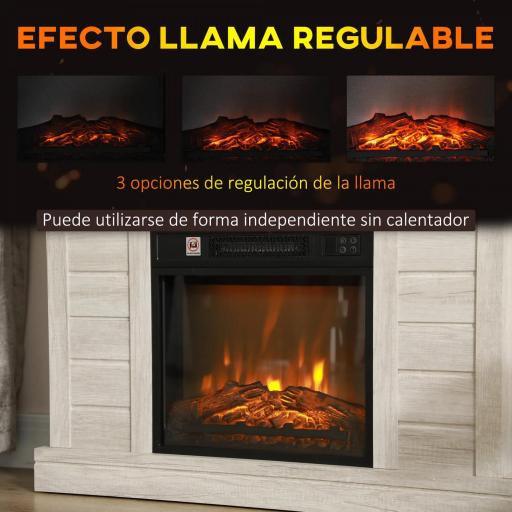 Chimenea Eléctrica 1800W con Efecto de Llama Mando a Distancia Temporizador Semanal para Sala 30 m² Madera Clara [3]