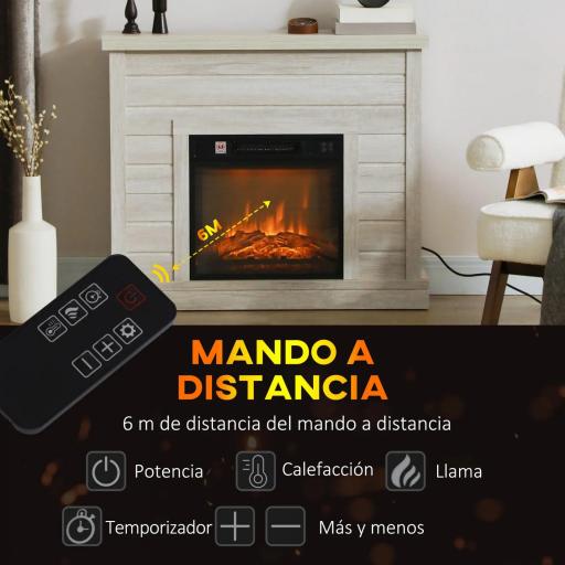 Chimenea Eléctrica 1800W con Efecto de Llama Mando a Distancia Temporizador Semanal para Sala 30 m² Madera Clara [4]