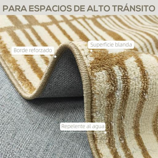Alfombra Salón 170x120 cm Lavable en Lavadora Pelo Corto Estilo Moderno Tapete para Sala de Estar Dormitorio Crema [9]