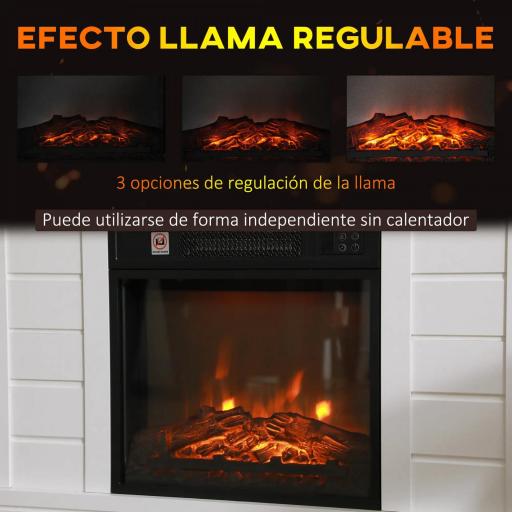 Chimenea Eléctrica 1800W con Efecto de Llama Mando a Distancia Temporizador Semanal para Sala 30 m² Blanco [3]