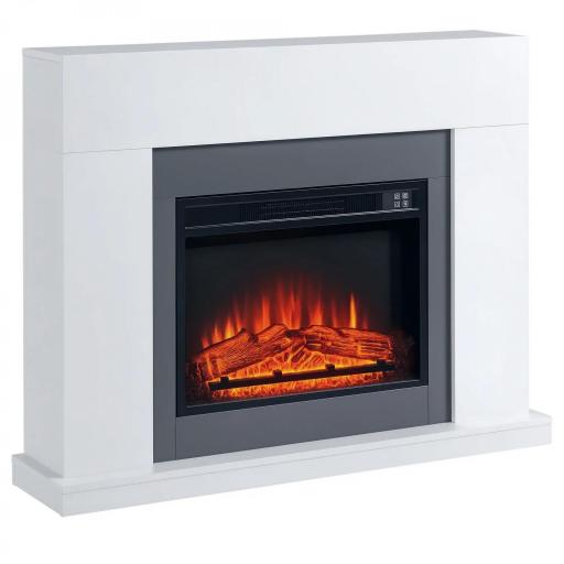 Chimenea Eléctrica 1800W-2000W con Mando a Distancia Llama Ajustable Termostato Temporizador Semanal para 37 m² Blanco [8]