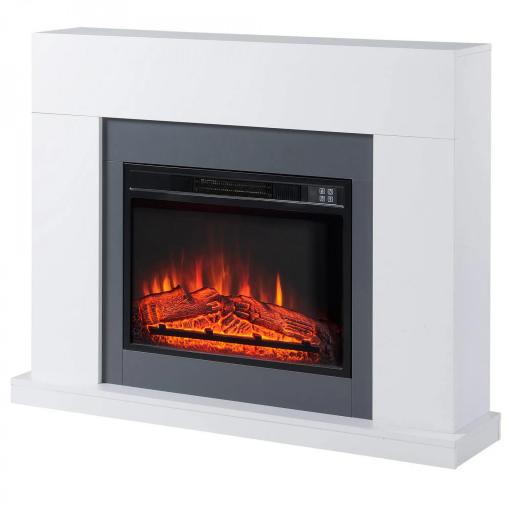 Chimenea Eléctrica 1800W-2000W con Mando a Distancia Llama Ajustable Termostato Temporizador Semanal para 37 m² Blanco [9]