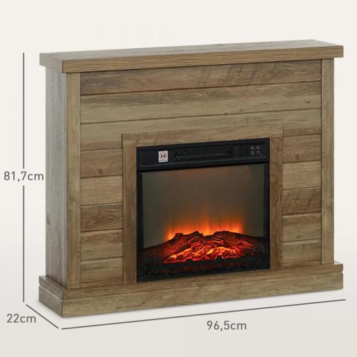 Chimenea Eléctrica 1800W con Efecto de Llama Mando a Distancia Temporizador Semanal para Sala 30 m² Madera [1]