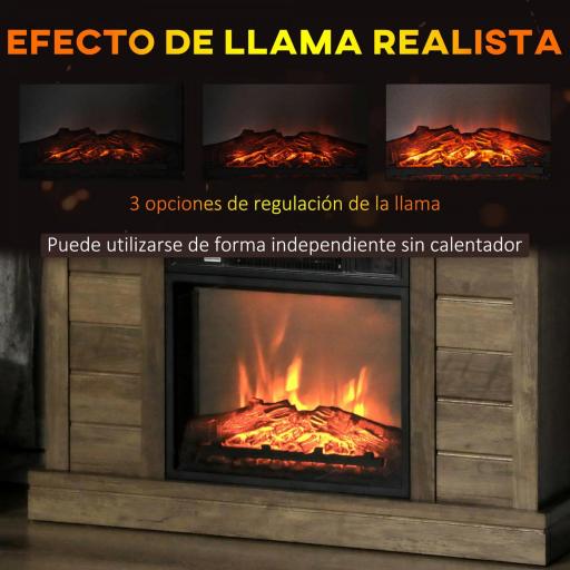 Chimenea Eléctrica 1800W con Efecto de Llama Mando a Distancia Temporizador Semanal para Sala 30 m² Madera [2]