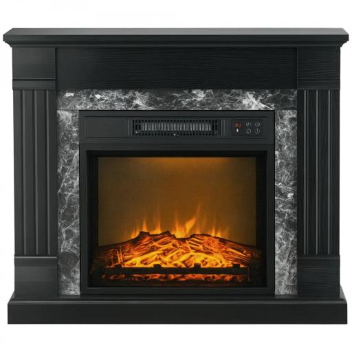 Chimenea Eléctrica 1800W Chimenea Decorativa con Efecto de Llama Mando a Distancia Temporizador 80x21,6x67,8cm Negro [9]