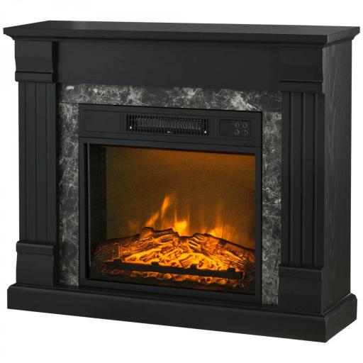 Chimenea Eléctrica 1800W Chimenea Decorativa con Efecto de Llama Mando a Distancia Temporizador 80x21,6x67,8cm Negro [8]