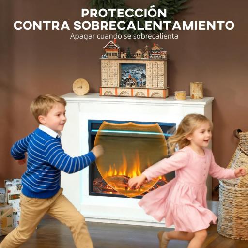 Chimenea Eléctrica Empotrable 1000/2000W con Efecto de Llama de 5 Niveles de Brillo y 12 Colores para 30 ㎡ Blanco [5]