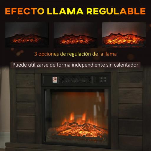 Chimenea Eléctrica 1800W con Efecto de Llama Mando a Distancia Temporizador Semanal para Sala 30 m² Gris Oscuro [3]