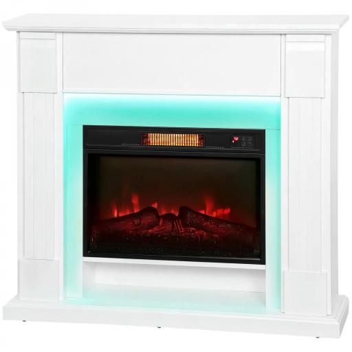 Chimenea Eléctrica Empotrable con Efecto de Llama 3D Tira de Luz LED RGB 1800W Temporizador Termostato Blanco [8]