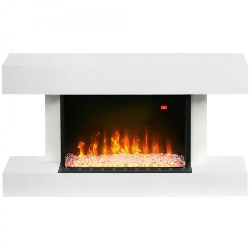Chimenea Eléctrica 1000W/2000W con Temperatura Ajustable Silencioso Temporizador 15-25 m² 98x27x54,5 cm Blanco [8]