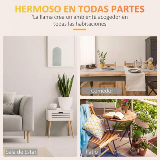 Chimenea de Bioetanol 7000 BTU con Tanque de 1,5 L Tiempo de Combustión 3H para Interiores 20-25 m² 60x26x50 cm Negro [3]