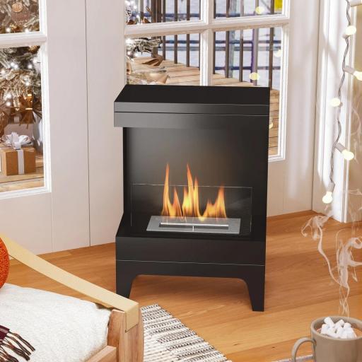 Estufa de Bioetanol de Pie con Tanque de 0,9 L Apagallamas de Acero Inoxidable Tiempo de Combustión 3,3H Negro [6]