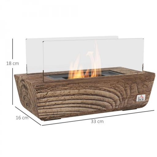 Chimenea Bioetanol Sobremesa Capacidad de 150ml 1000BTU Combustión de 45 Minutos para Interior 5-8㎡ 33x16x18 cm Roble [1]